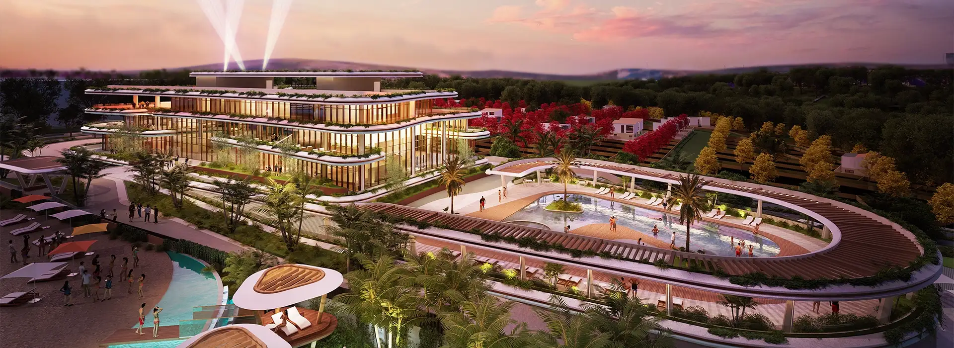 HOABL One Goa Resort Luxury Dusk Aerial